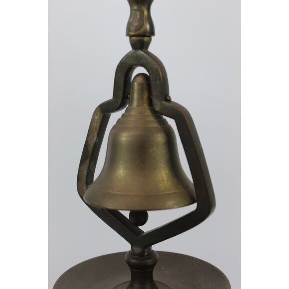 Vintage English Brass Tavern Candlestick Holder with Service Bell, Two Tier - Picture 7 of 10